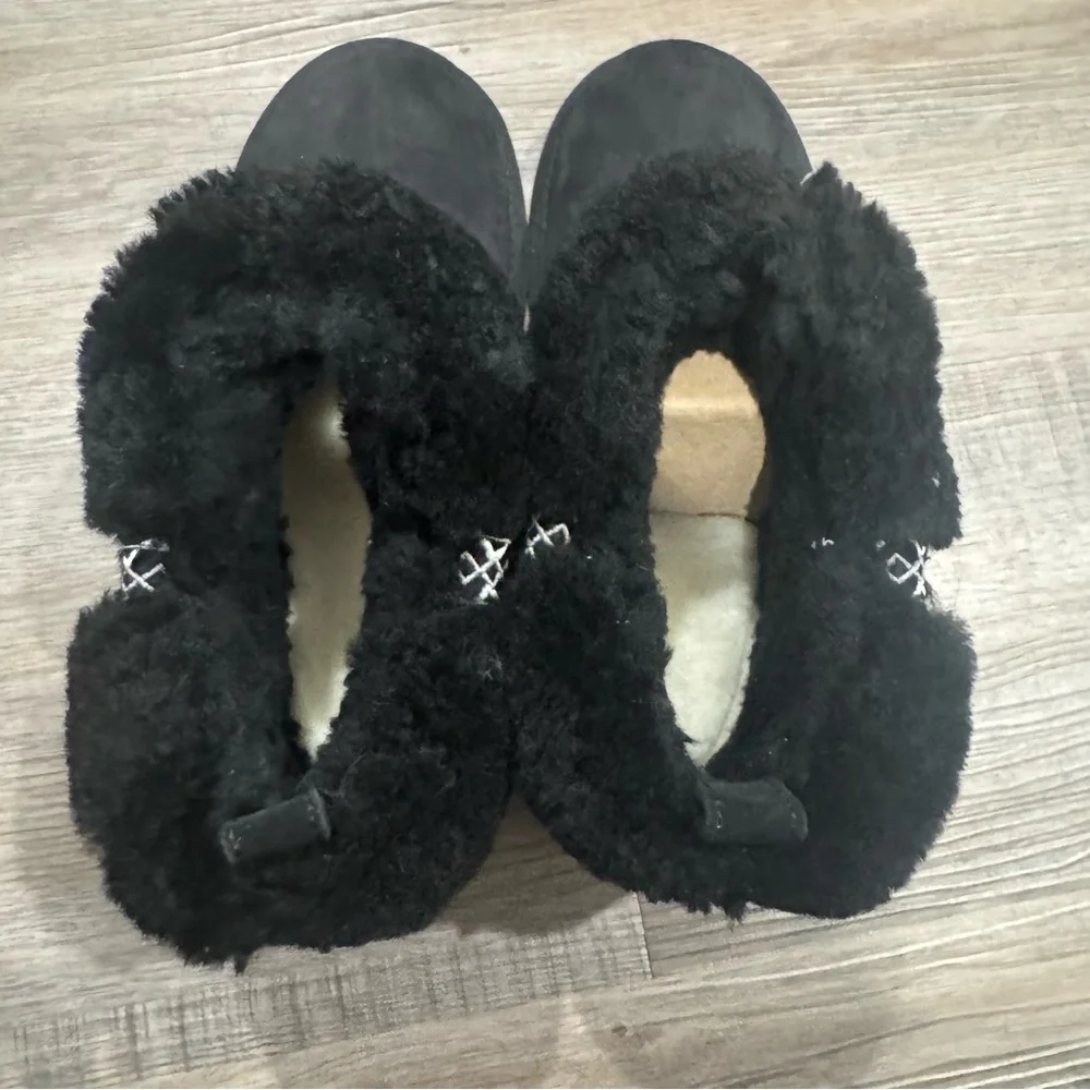 UGG Ultra Mini Braid Black Suede Boots
